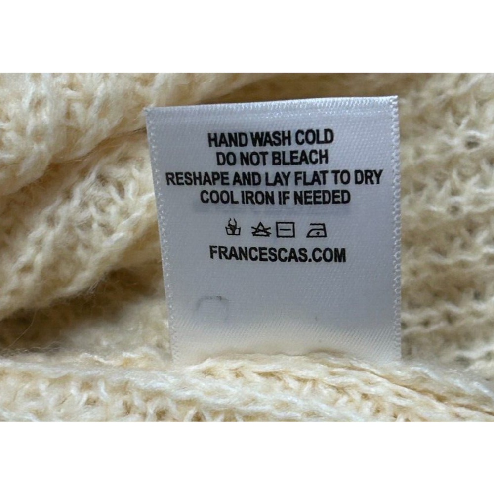 Francesca's Sweater Womens Large Yellow Beige Mi Ami Kori Mock Neck Pointelle - Picture 6 of 7